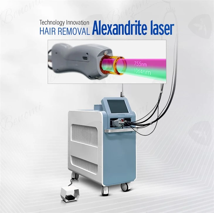Máquina de remoção de pêlos a laser Alexandrite 755 1064nm