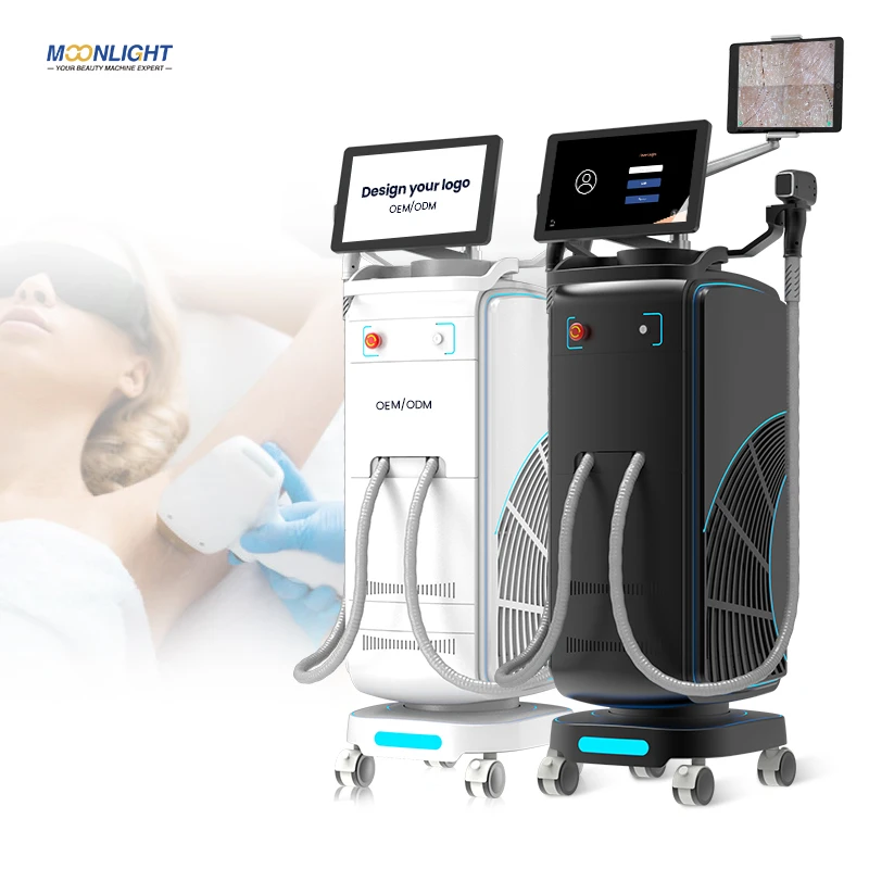 Laser de titânio soprano-remoção permanente de cabelo permanente acionada por IA com 4 comprimentos de onda e controle de iPad de 360 ​​graus